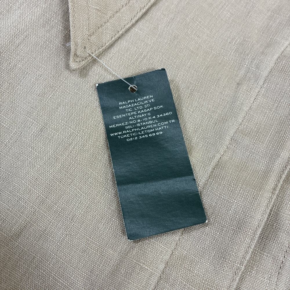 NWT Lauren Ralph Lauren Tie Front Linen Shirt Dress Sz 12 Lauren Khaki Charity - Picture 2 of 14